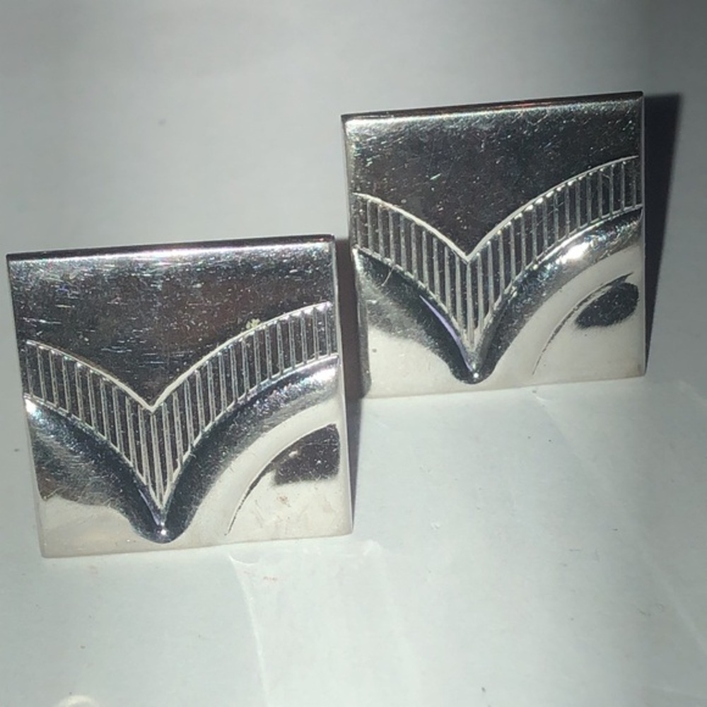 Swank Vintage Silver Tone Square Cufflinks